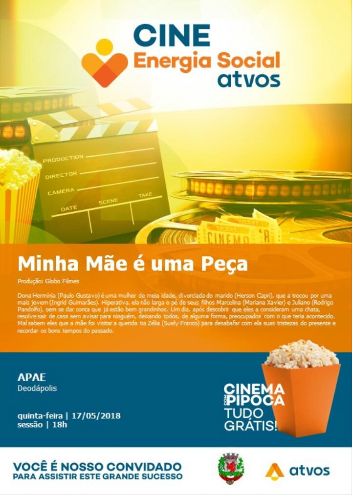 Na quinta (17) tem Cine Energia Social Atvos na APAE de Deodápolis; saiba como participar 