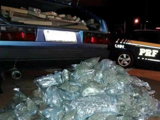 Traficante abandona veículo com 300 quilos de maconha e skunk na BR-463