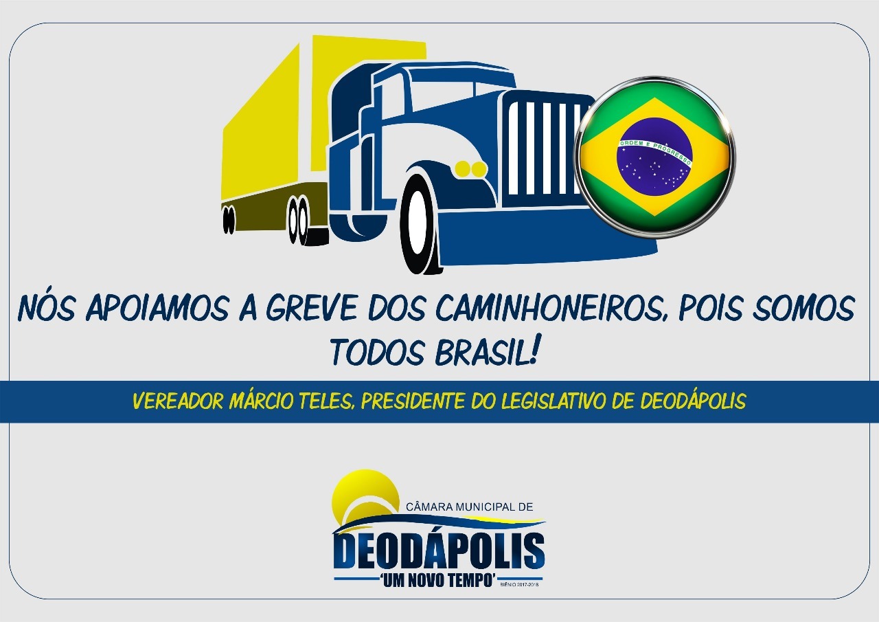 Presidente da Câmara de Deodápolis abrirá espaço na terça (29) para caminhoneiros se pronunciarem durante sessão 