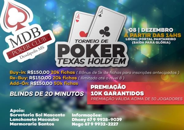 Vem ai mais uma edição do torneio de Poker Texas Hold’Em em Deodápolis; A premiação será 10K garantidos 