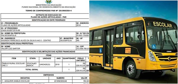 Município de Deodápolis foi contemplado com mais um ônibus escolar 0KM via FNDE 