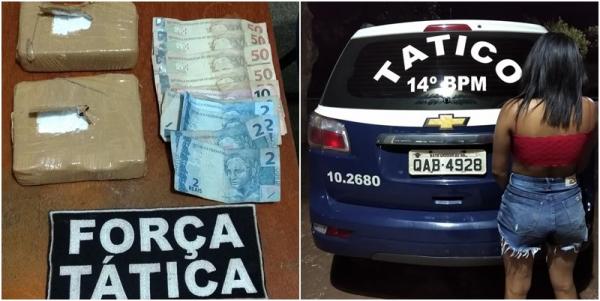 Equipe da Força Tática prendeu mulher em Deodápolis por tráfico de drogas 