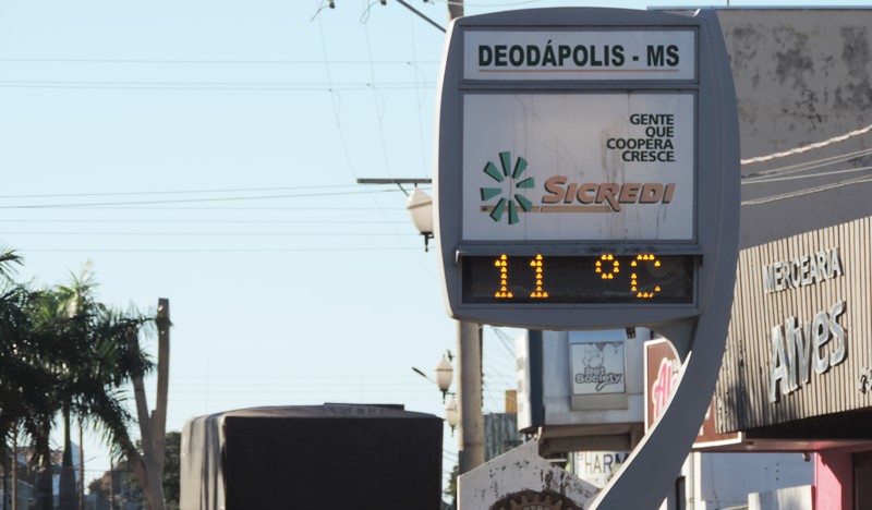 Semana em Deodápolis começou com 11° graus de temperatura mínima e semana será fria 