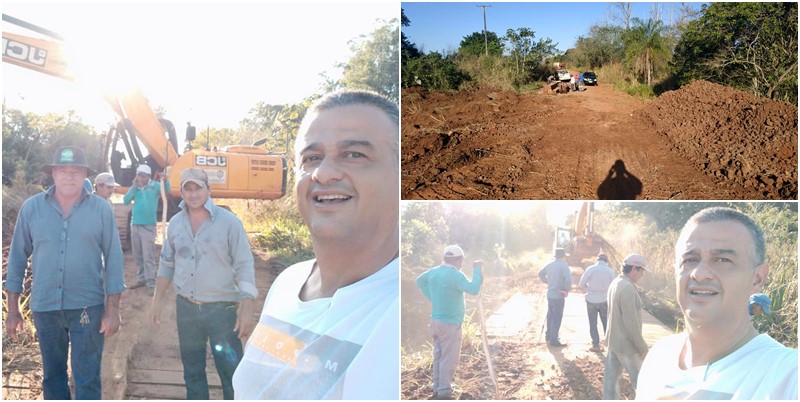 Márcio Teles destaca ações nas estradas vicinais e pontes de Deodápolis em visita com o Prefeito