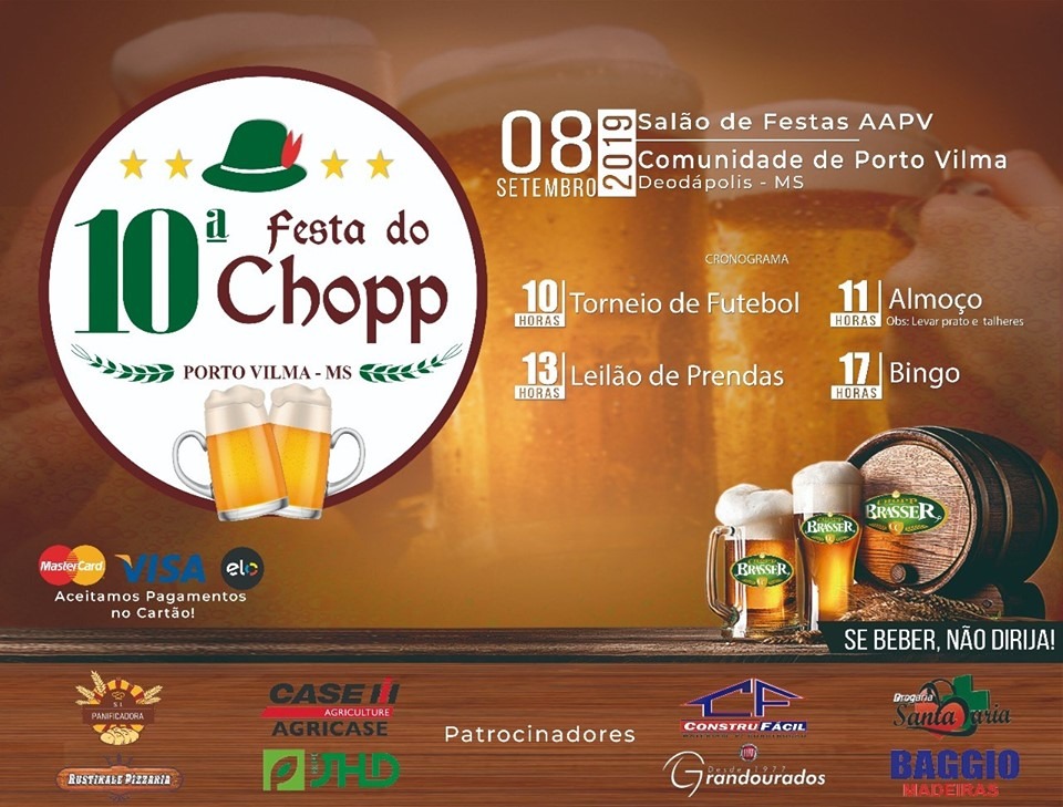 Vem ai a 10ª Festa do Chopp de Porto Vilma em Setembro com o Chopp Brasser