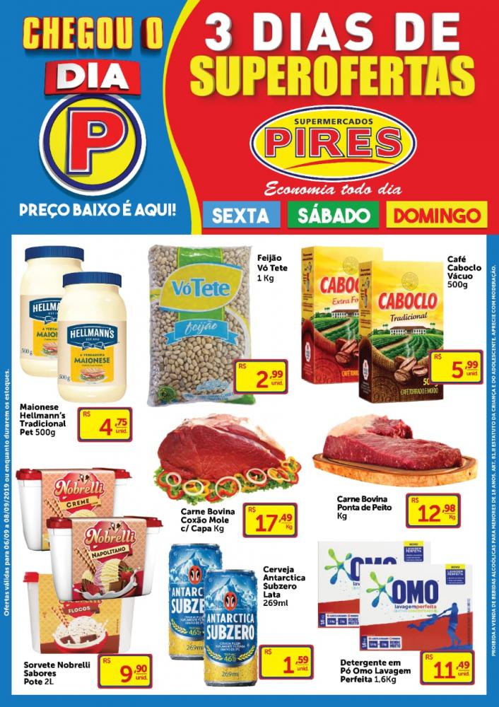 No dia 'P' do Supermercado Pires, você aproveita ofertas incriveis; confira o tablóide 