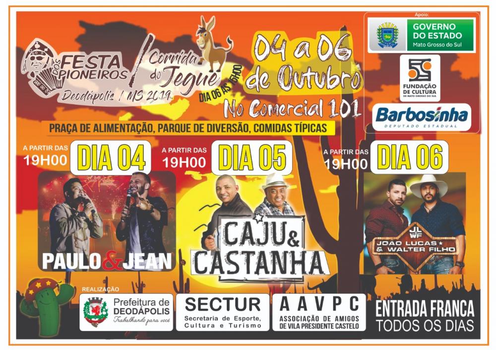 Em sua 2ª edição, Festa dos Pioneiros homenageará cultura nordestina em Deodápolis 