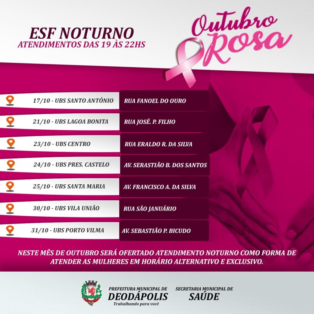 UBS’s iniciam atendimentos noturnos para mulheres na campanha ‘Outubro Rosa’ 