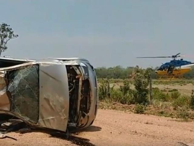 Vítimas de capotamento em estrada vicinal são resgatadas em helicóptero