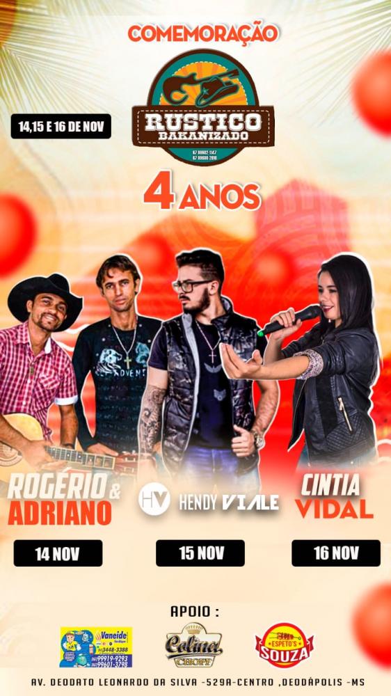 Na comemoração de 4 anos, o Rustico Bakanizado terá shows nas noites desta quinta, sexta e sábado 
