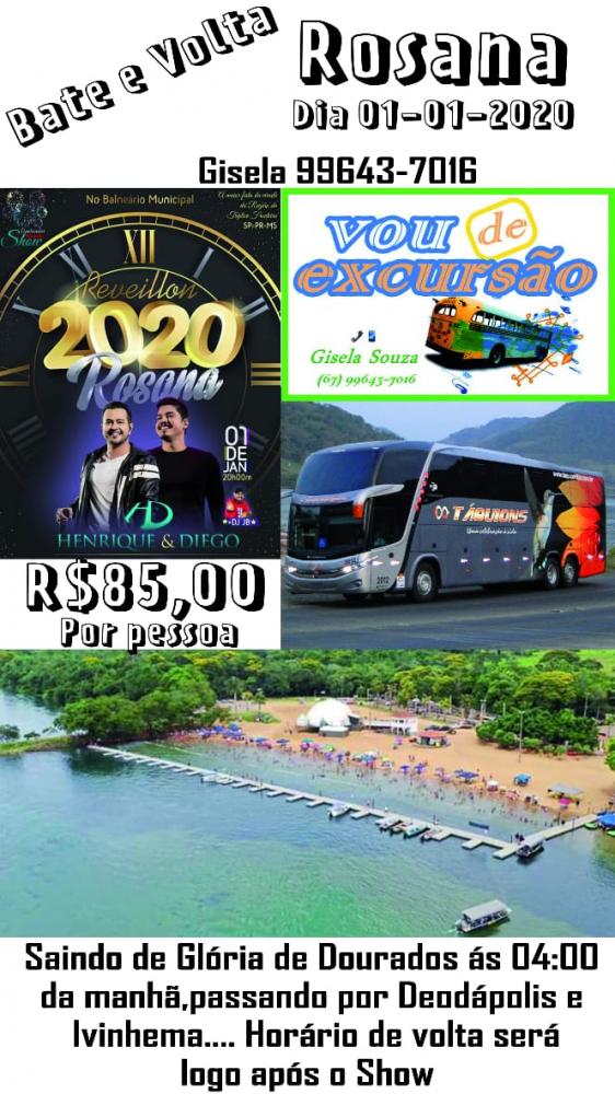 Ano Novo em Rosana/SP terá show nacional e empresa fará excursão 'Bate e Volta' 