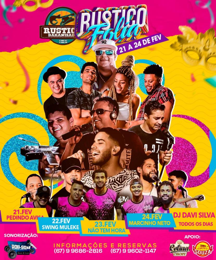 Rustico Folia 2020 terá 4 noites de carnaval com shows especiais em Deodápolis 