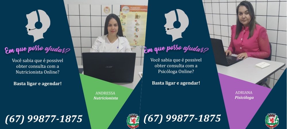 Saúde municipal realiza atendimentos online com Psicólogas e Nutricionista em Deodápolis 