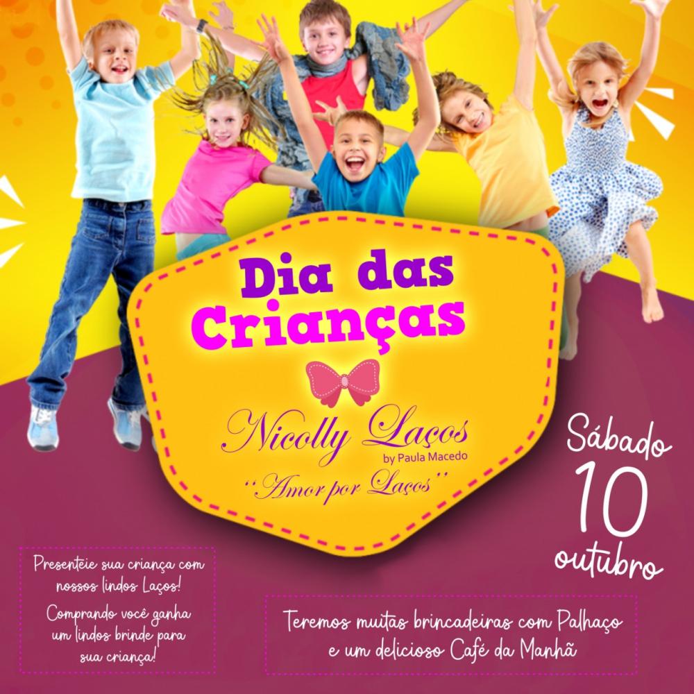 Neste sábado (10) de manhã, haverá brincadeiras, palhaço e um delicioso café da manhã na Nicoly Laços 