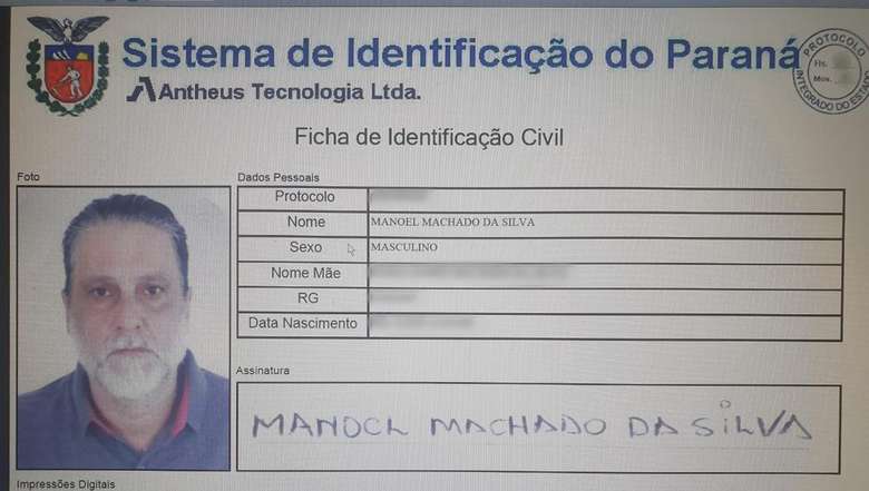 Acusado de matar o ator Rafael Miguel e os pais dele, fez um documento falso no interior do Paraná - Crédito: Divulgação/Polícia Civil 