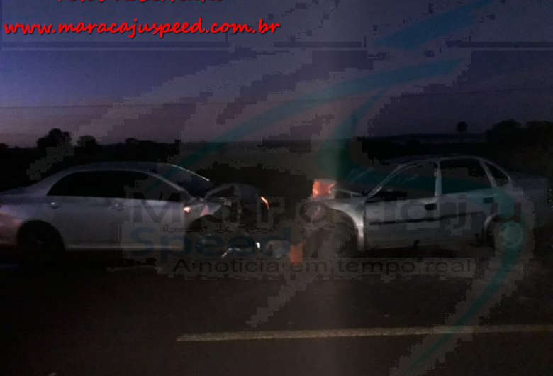 A batida envolveu dois veículos com um total de cinco ocupantes - Crédito: Robertinho/Maracaju Speed 