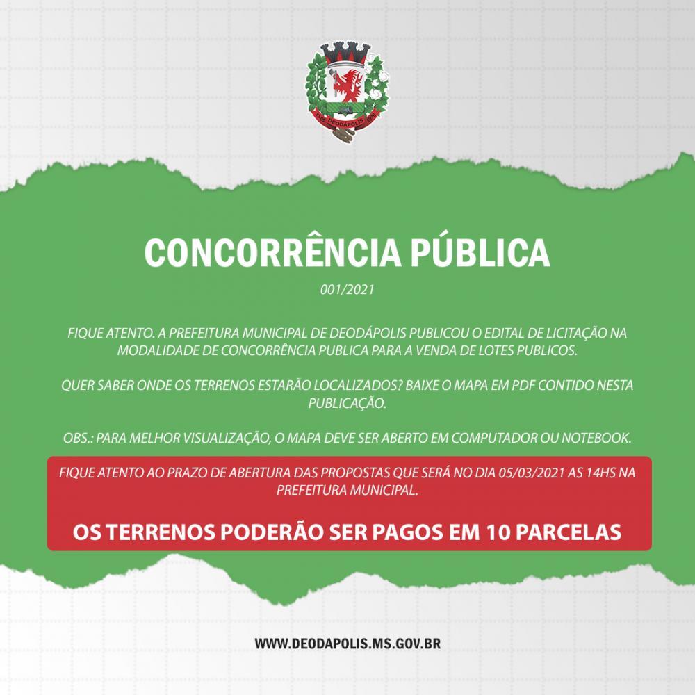 Prefeitura de Deodápolis publica edital de Concorrência Pública para venda de lotes públicos