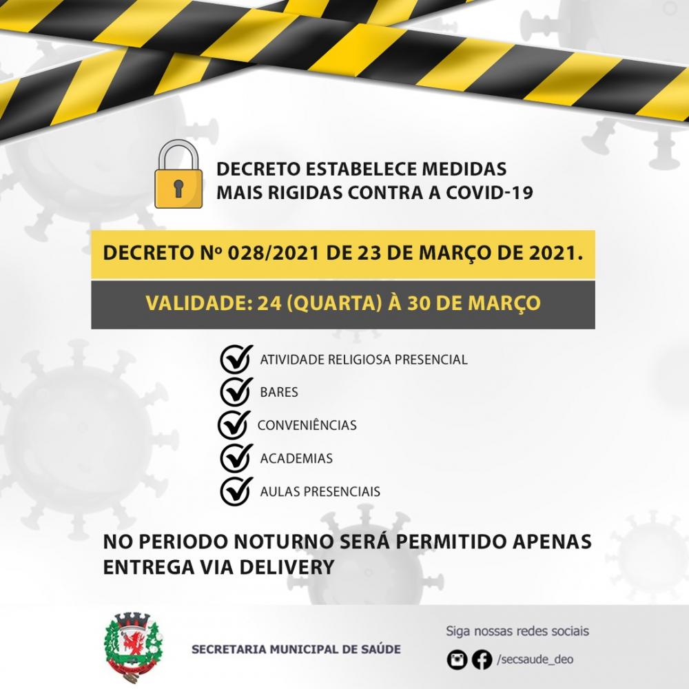 Novo decreto publicado hoje ‘aperta’ ainda mais as restrições contra o Covid-19 em Deodápolis 
