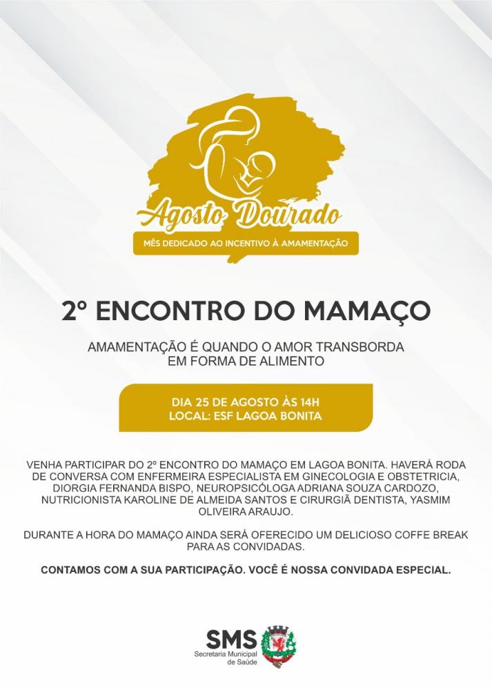 Secretaria de Saúde realizará no dia 25 de agosto, 2º encontro do mamaço em Lagoa Bonita
