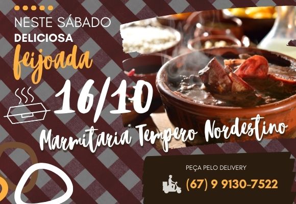 Sábado (16/10) é dia de uma deliciosa feijoada com a Marmitaria Tempero Nordestino 
