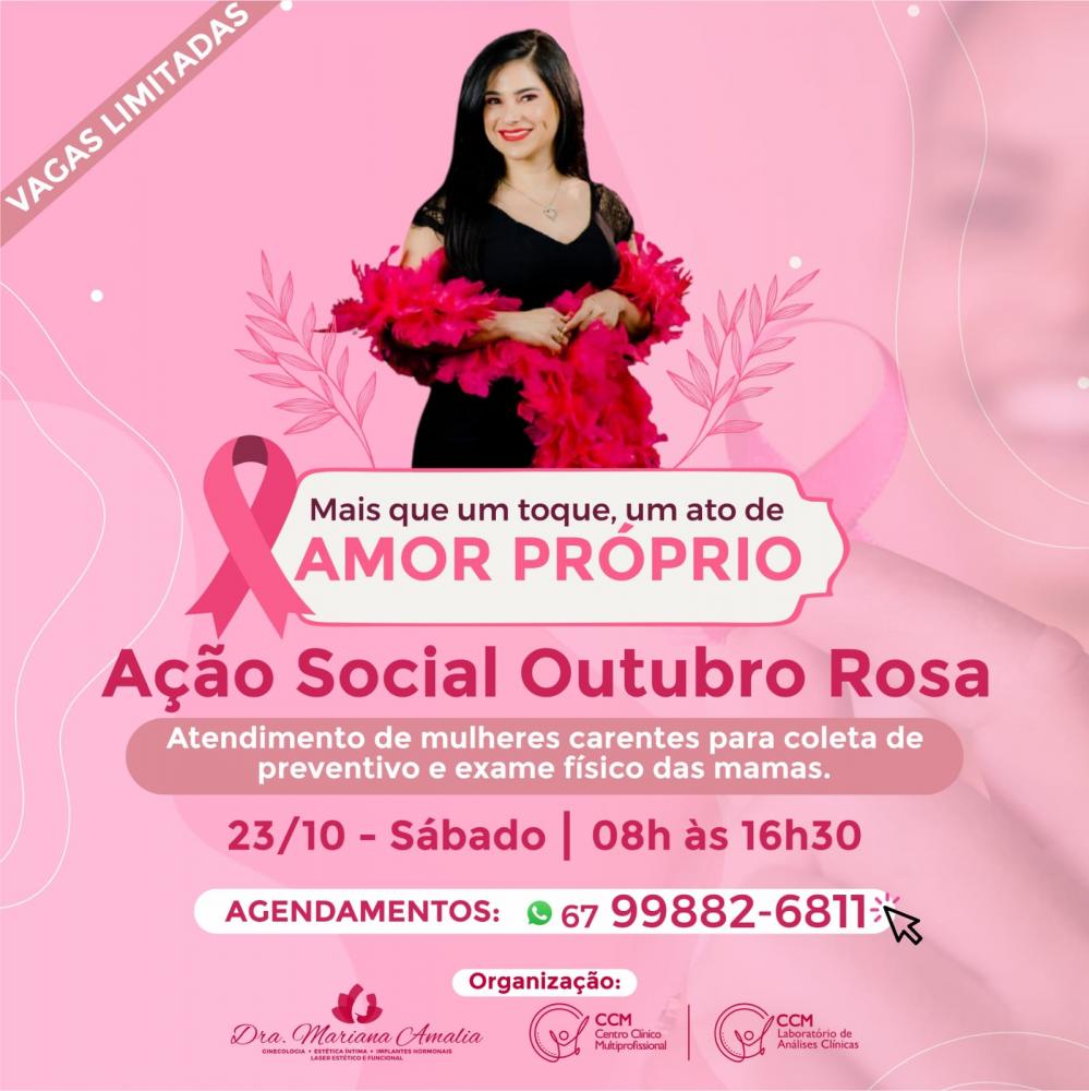 Clínica CCM vai realizar no sábado (23) ação social da campanha ‘Outubro Rosa’ em Deodápolis