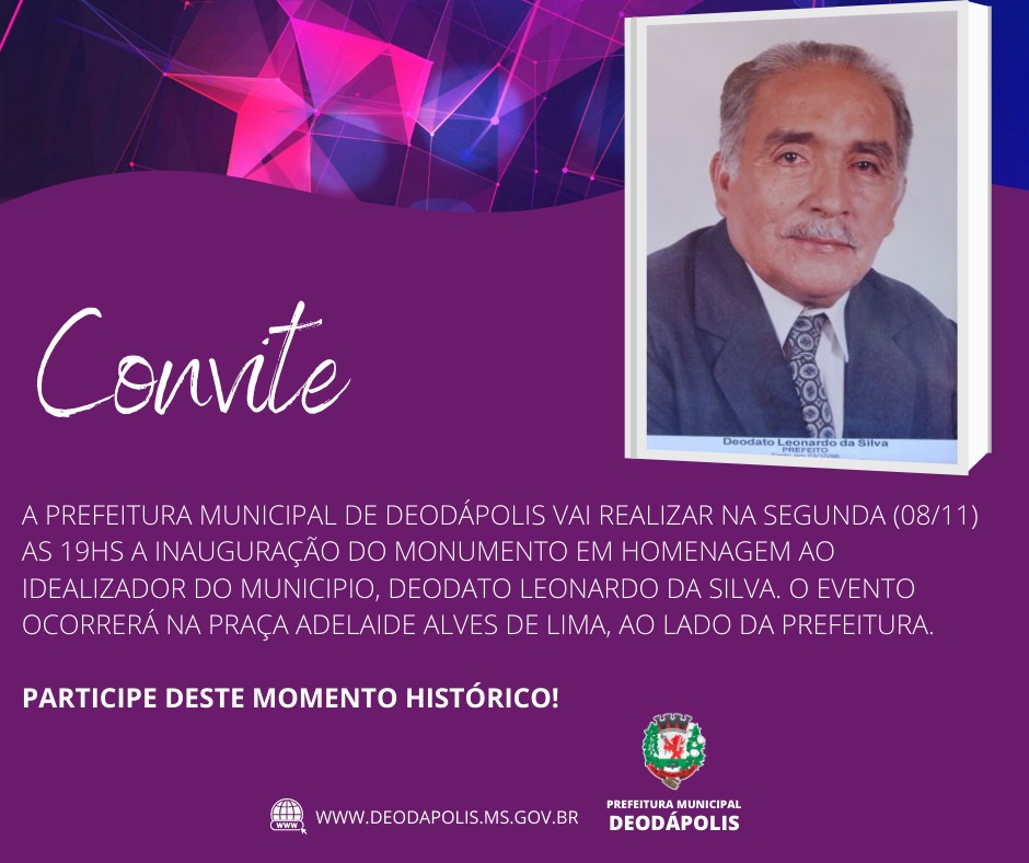 ‘Busto’ em homenagem ao saudoso Deodato será inaugurado na segunda (08/11) as 19hs na Praça Adelaide Alves de Lima