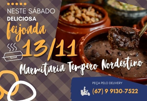 Sábado, 13/11 é dia de você se deliciar com a feijoada mais saborosa de Deodápolis