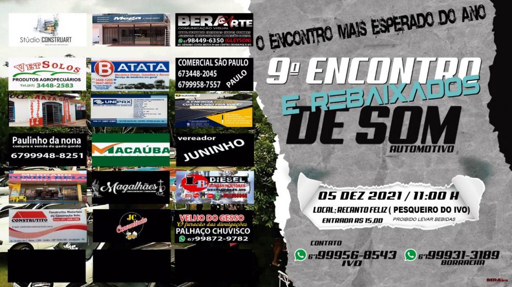 Neste domingo, dia 05/12 será realizado o 9º encontro de som automotivo e rebaixados no Recanto Feliz