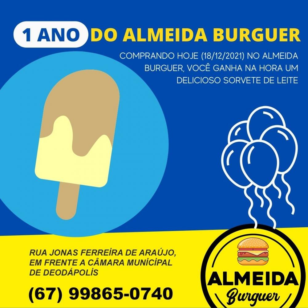 Neste sábado (18/12), comprando no Almeida Burguer você ganha na hora 1 delicioso sorvete de leite