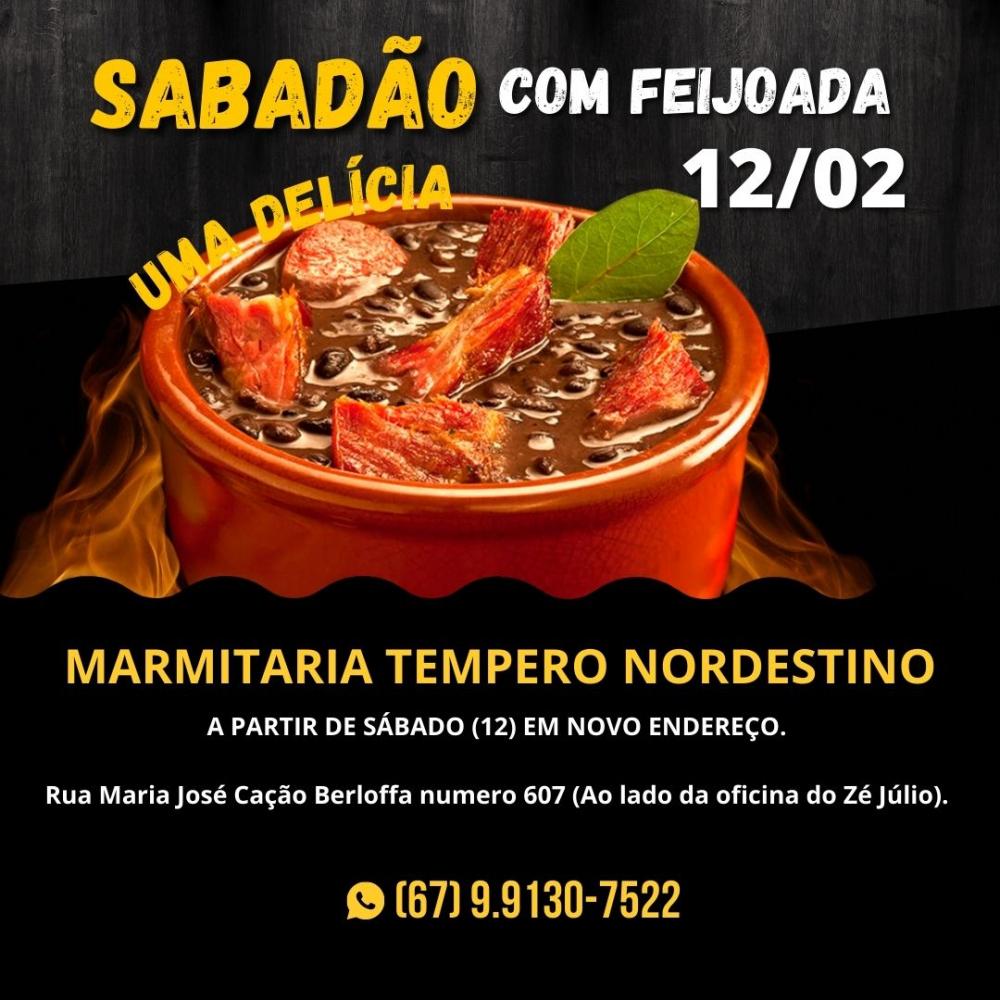 Neste sábado (12/02) tem feijoada na Marmitaria Tempero Nordestino em novo endereço 
