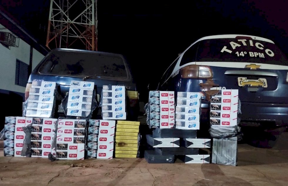 Força Tática apreendeu em Deodápolis 186 pacotes de cigarros contrabandeados do Paraguai