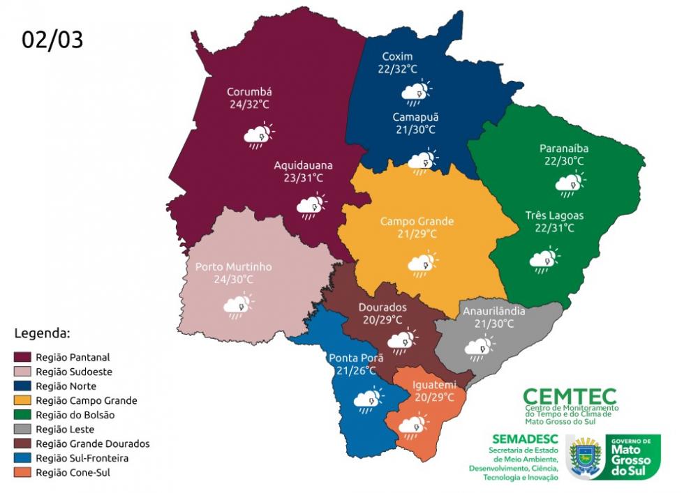 Previsão de chuvas intensas em Deodápolis: Climatempo aponta chance de 90% até terça-feira
