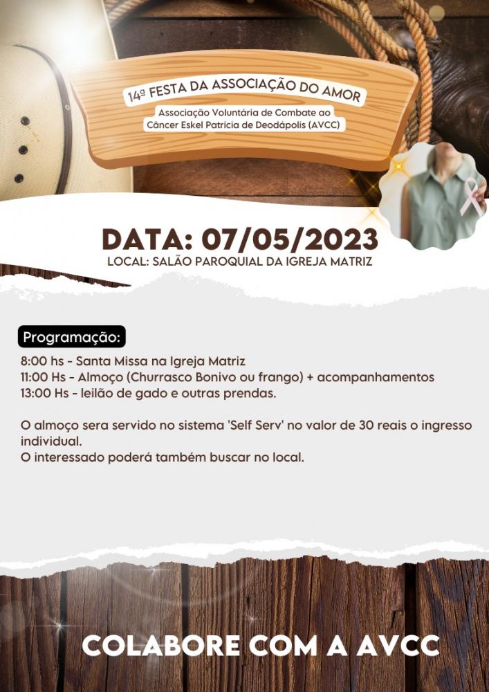 AVCC: Associação do amor realiza 14ª festa em prol do combate ao câncer em Deodápolis