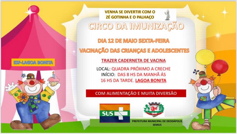 Deodápolis realiza 'O Circo da Imunização' no distrito de Lagoa Bonita nesta sexta