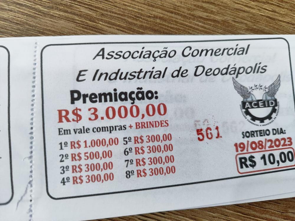Sob nova Diretoria, Associação Comercial de Deodápolis promove rifa para fortalecer o comércio local
