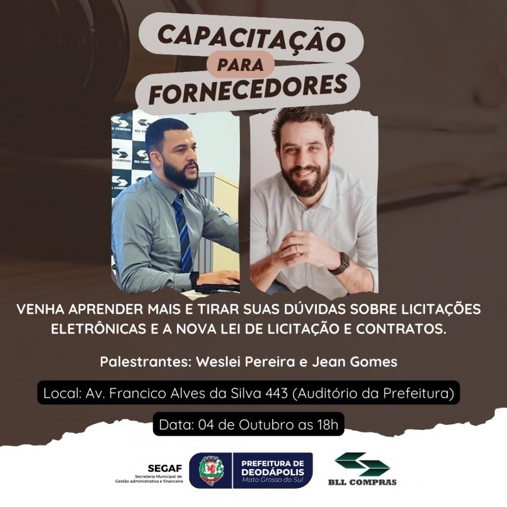 Prefeitura realizará capacitação de fornecedores em Deodápolis no dia 04/10