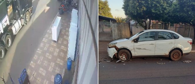 Moradora de Lagoa Bonita pede ajuda para localizar motorista de carreta que colidiu com seu carro estacionado