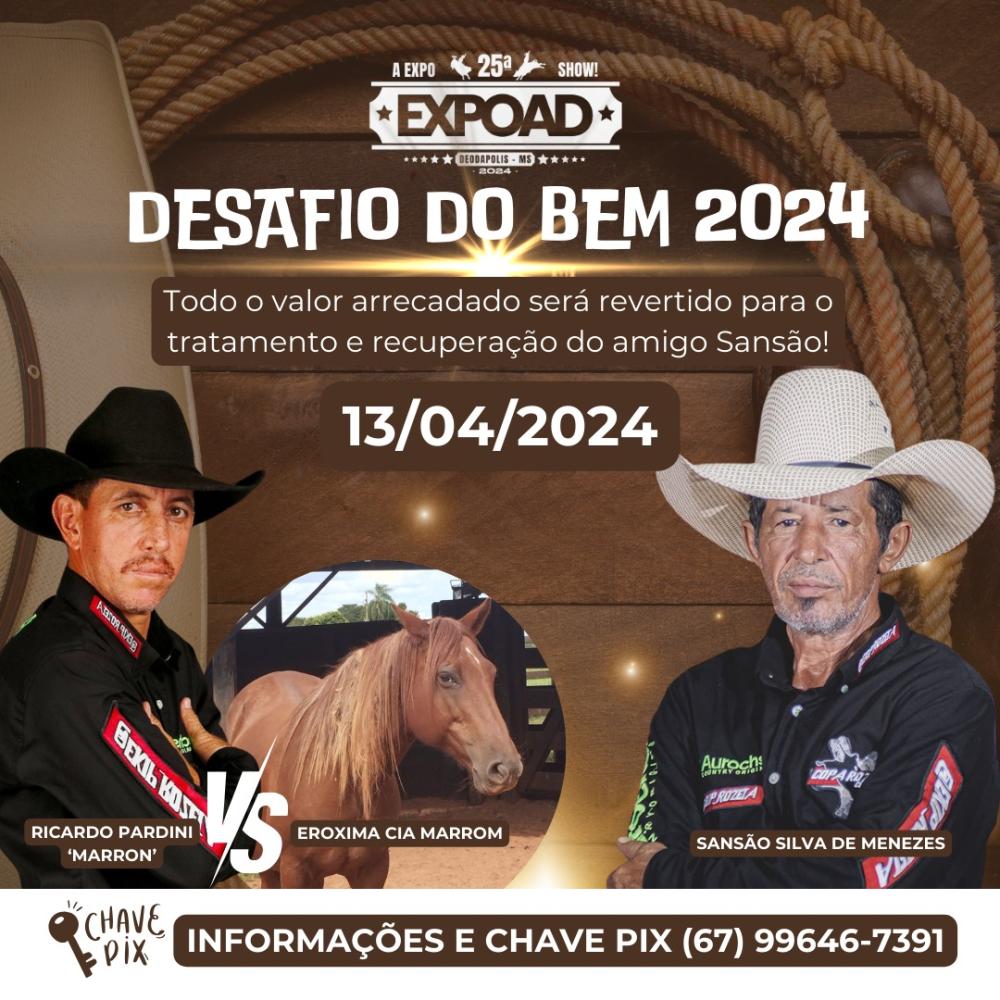 Amigos se unem em 'Desafio do Bem' durante Expoad 2024 para ajudar Sansão 