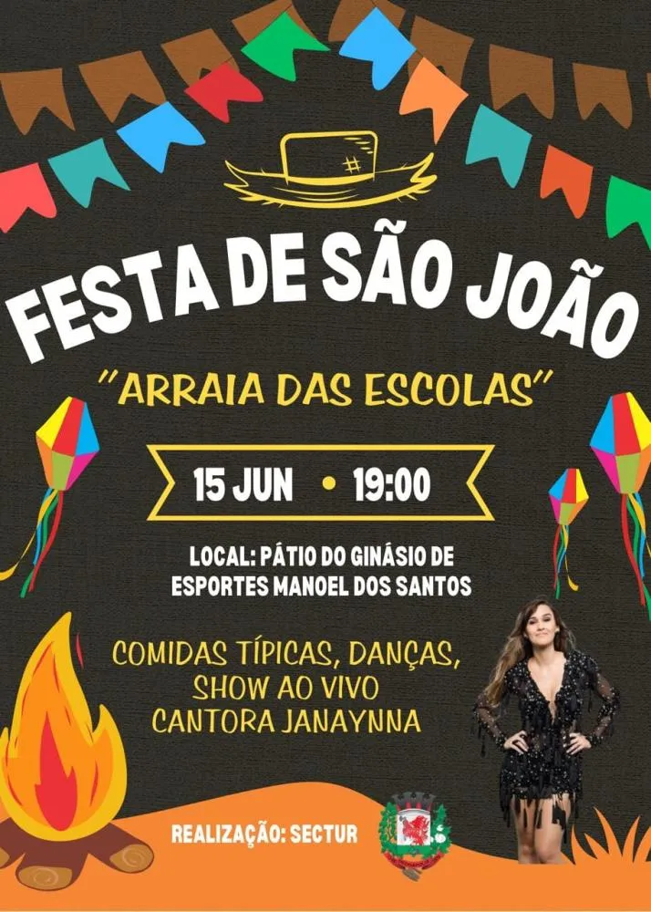 Festa de São João acontece em Deodápolis no dia 15 de junho no ginásio Manoel dos Santos