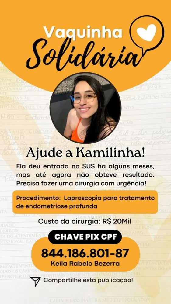 Vaquinha solidária de Deodápolis busca ajudar Kamila a arrecadar fundos para cirurgia urgente de endometriose