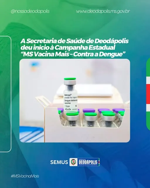 Vacinação contra a dengue em Deodápolis vai até 25 de fevereiro de 2025