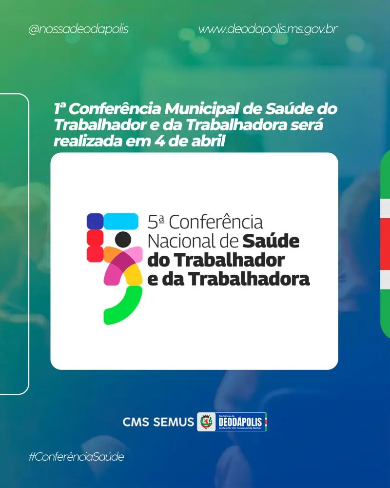 1ª Conferência Municipal de Saúde do Trabalhador e da Trabalhadora será realizada em 4 de abril