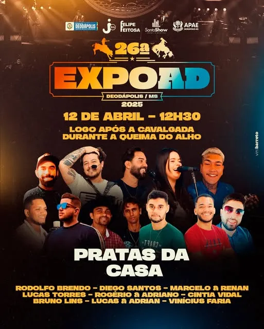 Prefeito Jean valoriza talentos locais com abertura para artistas de Deodápolis na Expoad 2025