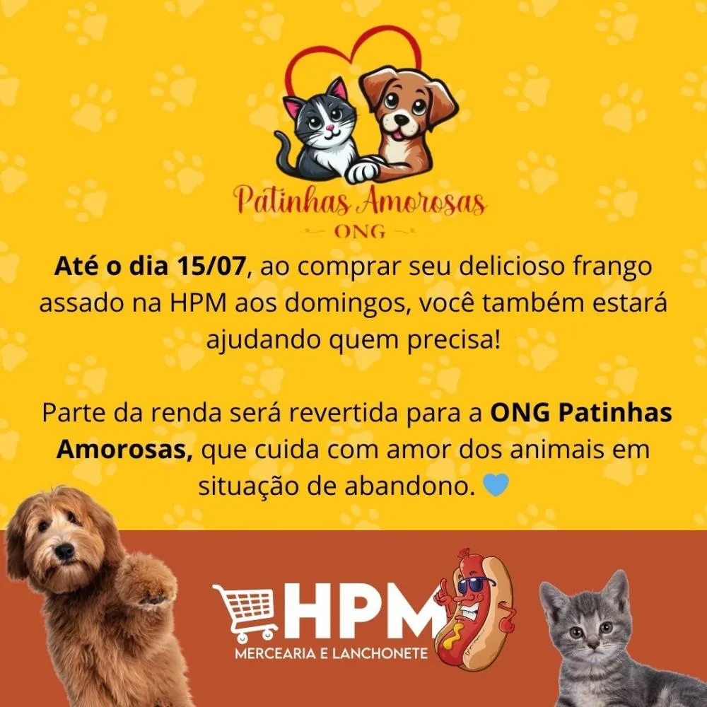 HPM promove venda de frango assado aos domingos em apoio à ONG Patinhas Amorosas