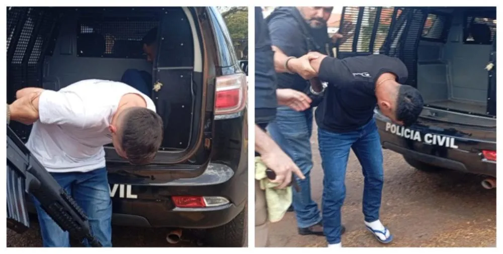Momento em que Igor (camiseta branca) e Matheus (camiseta preta) chegando à sede do SIG; Foto: Leandro Holsbach