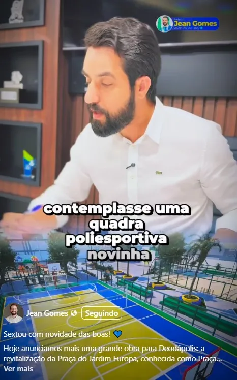 Prefeito Jean Gomes anuncia revitalização e modernização da Praça do Jardim Europa em Deodápolis