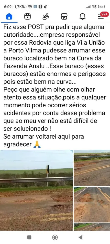 Buracos na MS-274 geram reclamações de motoristas em Deodápolis