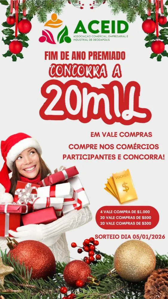 ACEID lança campanha de fim de ano com mais de R$ 30 mil em prêmios em Deodápolis