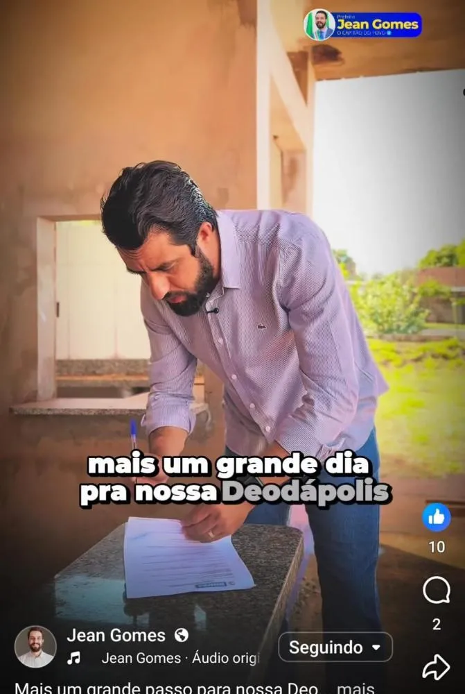 Prefeito Jean assina ordem de serviço para retomada da obra da creche Arthur Dutra em Deodápolis