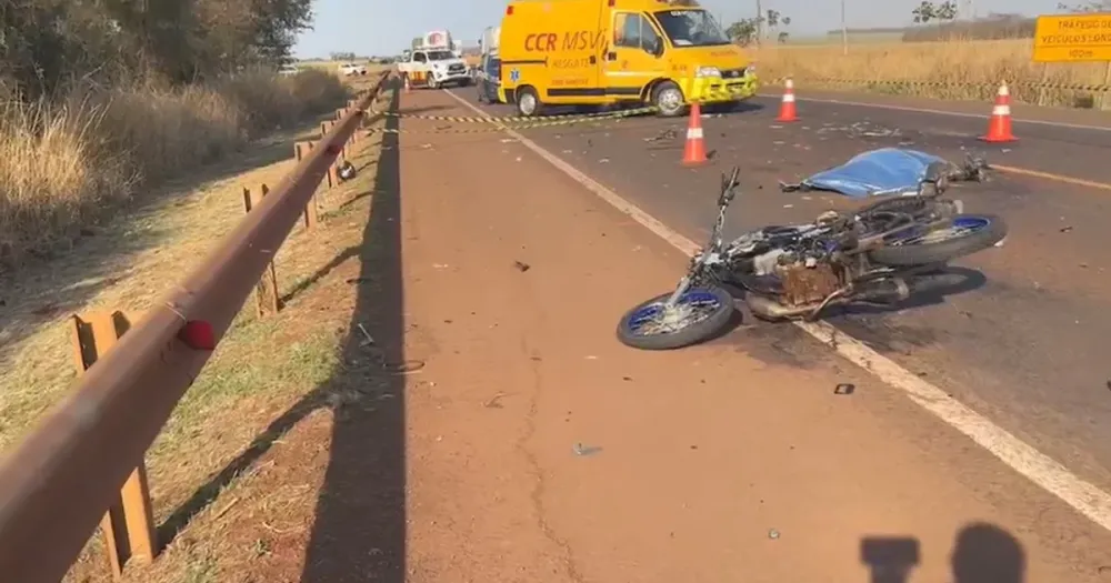 Motociclista morre em colisão frontal na BR-163 entre Nova Alvorada do Sul e Rio Brilhante